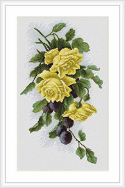 Yellow Roses With Plums Cross Stitch Kit By Luca S