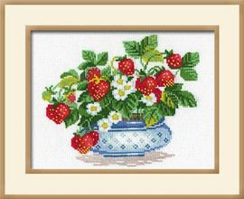 Basket Of Strawberries Cross Stitch Kit