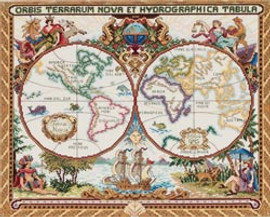 Olde World Map Cross Stitch Kit