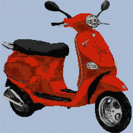 Vespa Et4 Scooter Cross Stitch Kit By Stitchtastic