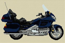 Honda Goldwing 2005 Blue Motorcycle Cross Stitch Chart