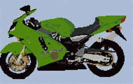 Kawasaki Zx 12R Motorcycle Cross Stitch Chart