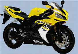 Yamaha R1 Kenny Roberts Motorcycle Cross Stitch Chart