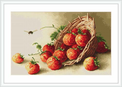 Basket Of Strawberries Petit Cross Stitch Kit By Luca S