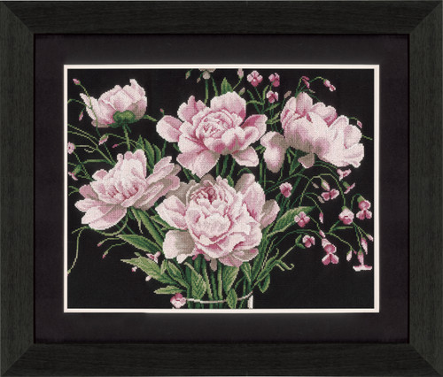 Pink Roses Cross Stitch Kit by Lanarte