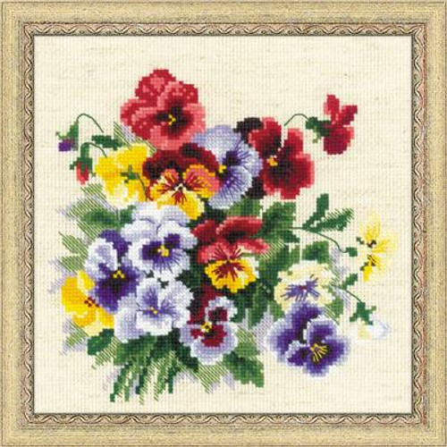 Pansy Medley Cross Stitch Kit by Riolis