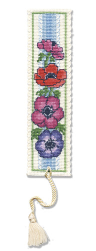 Anemones Bookmark Cross Stitch Kit by Textile Heritage