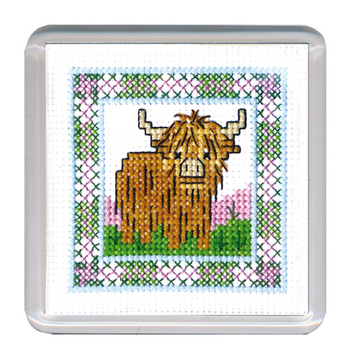 Wee Hieland Coo Coaster Cross Stitch Kit by Textile Heritage