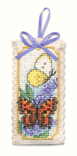 Butterflies & Buddleia Sachet Cross Stitch Kit by Textile Heritage