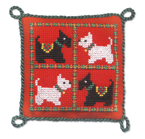 Scotties & Westies Pin Cushion Cross Stitch Kit by Textile Heritage