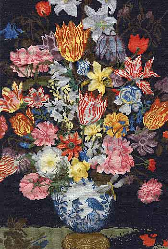 Bosschaert A Still Life of Flowers in a Wan-Li Vase Cross Stitch Kit By DMC