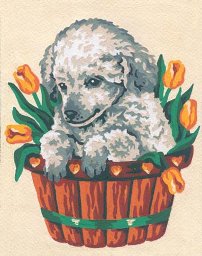 Puppy and Tulips Canvas only By Grafitec