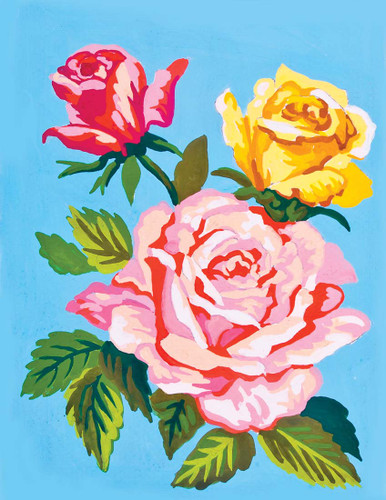 Roses on Blue Canvas only By Grafitec