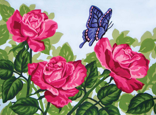 Pink Roses and Butterfly Canvas only By Grafitec