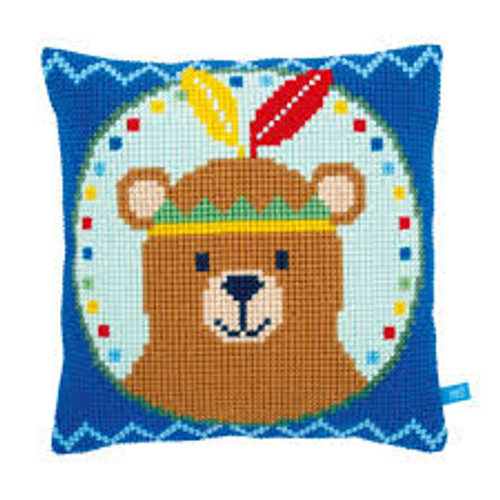 Lief! Bear with Feather Chunky Cross Stitch Cushion Kit By Vervaco