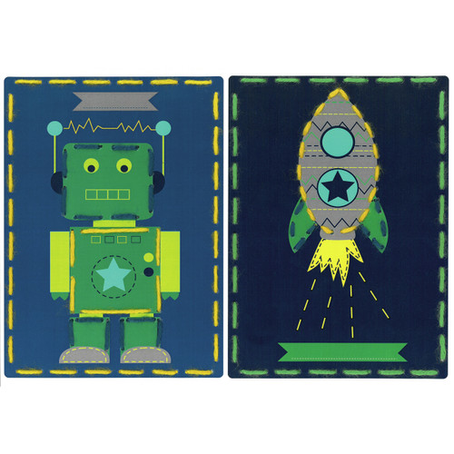 Robot and Rocket (Set of 2) Cards Embroidery Kit By Vervaco