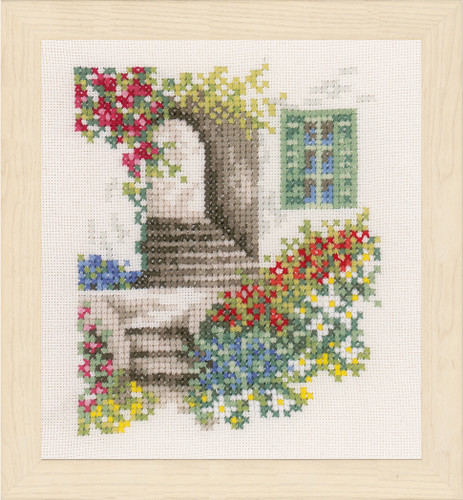Alley With Flowers Cross Stitch Kit By Lanarte