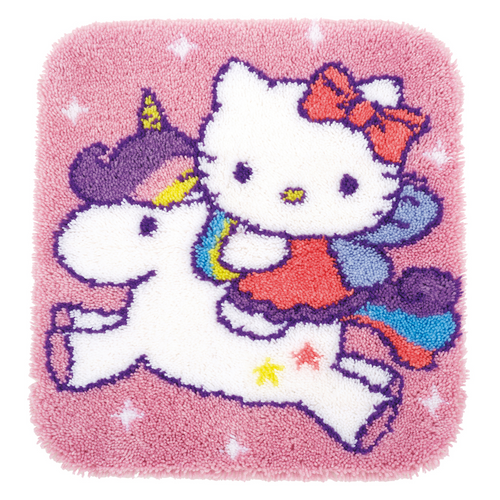 Hello Kitty and Unicorn Latch Hook Kit: Rug: By Vervaco