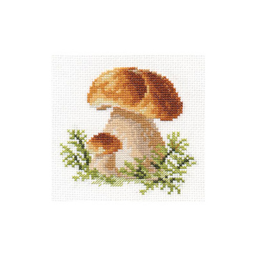 White Mushrooms Cross Stitch Kit by Alisa