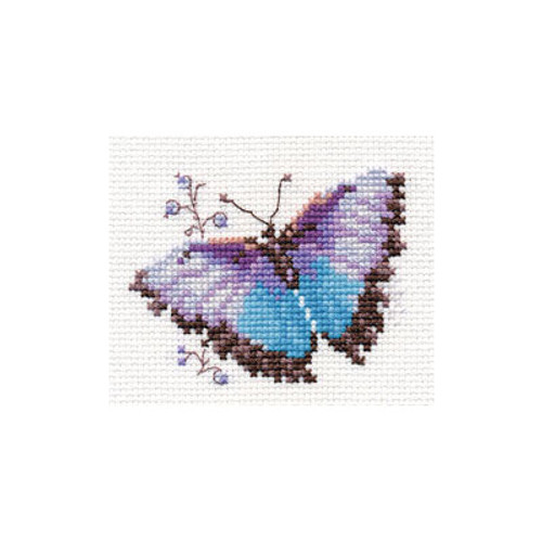 Colourful Butterflies - Blue Cross Stitch Kit by Alisa