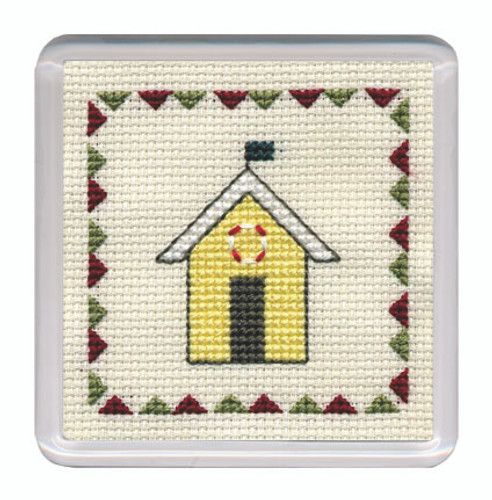 Beach Huts Coaster (Yellow) Cross Stitch Kit by Textile Heritage