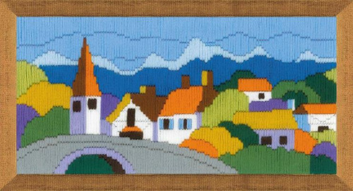 Town in the Mountains Long Stitch Kit By Riolis