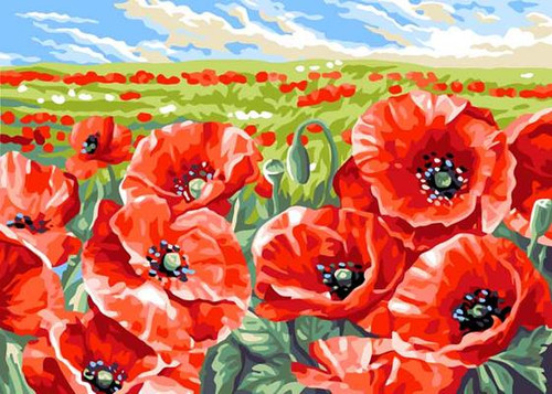 Red poppy Field Tapestry Canvas By Grafitec
