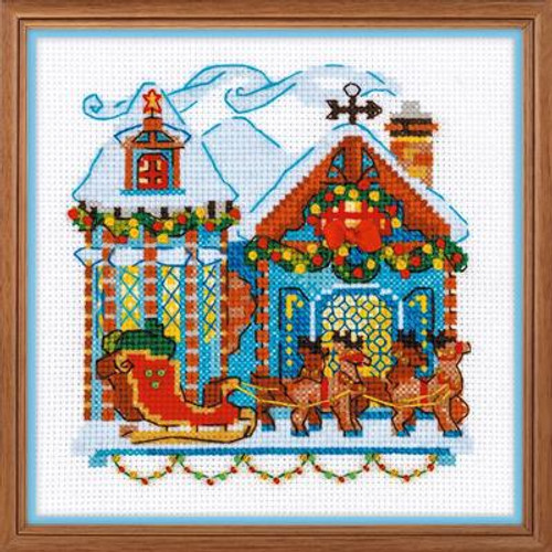 Cabin With Sleigh Cross Stitch Kit By Riolis