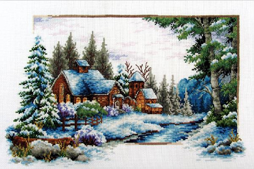 Winter Snow No Count Cross Stitch Kit By Riolis