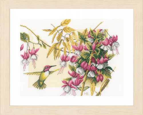 Colibri and Flowers Cross Stitch Kit by Lanarte