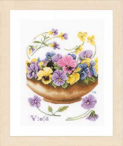 Violets Cross Stitch Kit by Lanarte