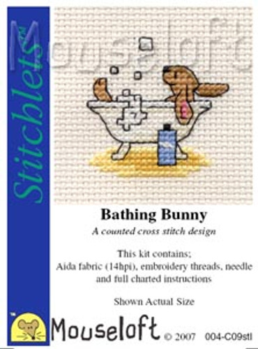 Bathing Bunny Cross Stitch Kit by Mouse Loft