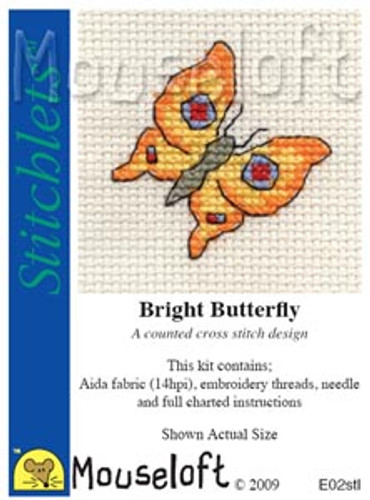 Bright Butterfly Cross Stitch Kit by Mouse Loft