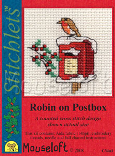 Robin on Postbox Cross Stitch Kit by Mouse Loft