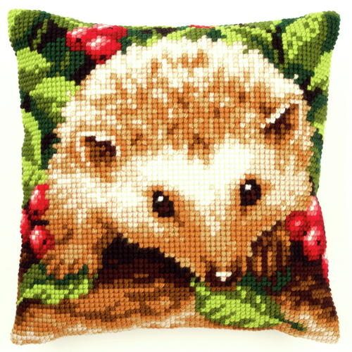 Hedgehog with Berries Chunky Cross Stitch Cushion