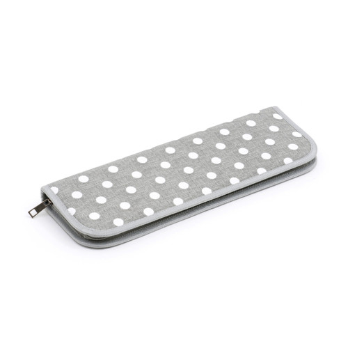 Grey Linen Polka Dot  Knitting Pin Case (Filled with Pony Pins) By Hobby Gift