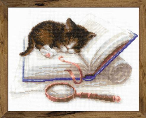 Kitten on a Book Cross Stitch Kit By Riolis