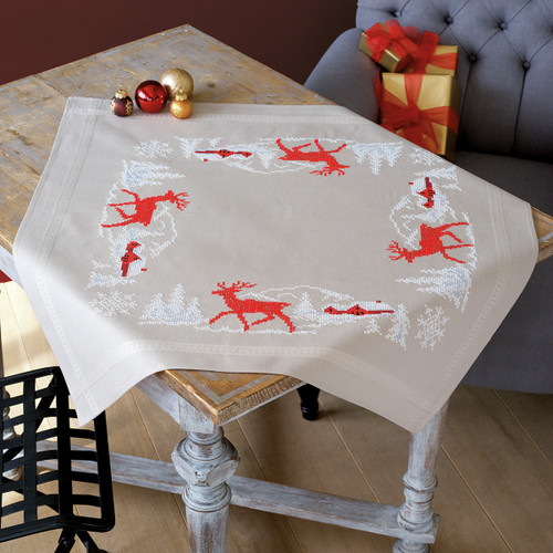 Norwegian Winter Table Cloth Cross Stitch Kit By Vervaco