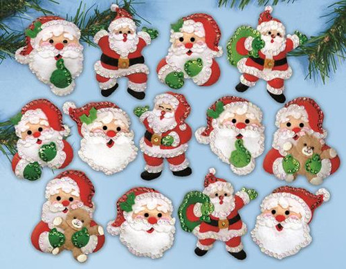 Joyful Santa Ornaments FELT kit By Design Works