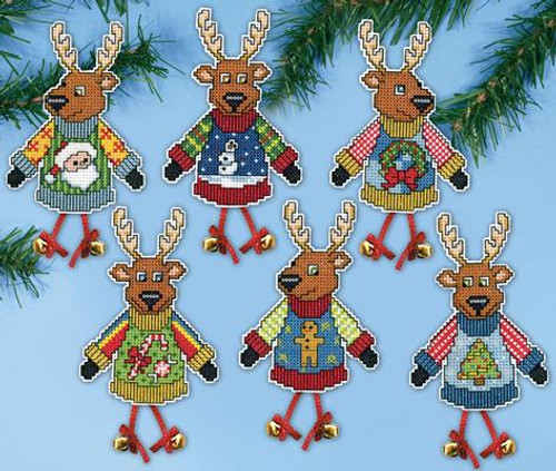 Christmas Jumper Deers Cross Stitch Kit By Design Works