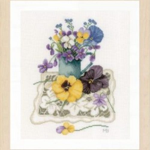cup of Violets Cross Stitch kit By Lanarte