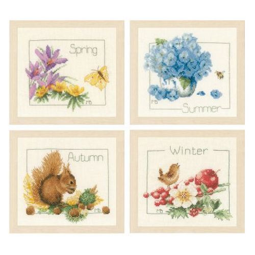 Four Seasons Cross Stitch Kit set By Lanarte