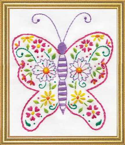 Butterfly Printed Embroidery Kit By Design Works