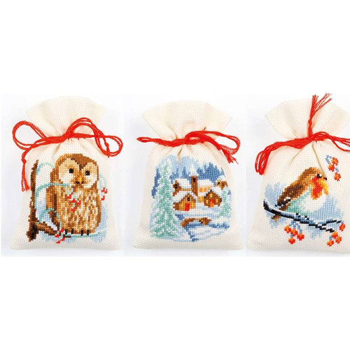 Counted Cross Stitch: Pot-Pourri Bags: Winter: set of 3 designs