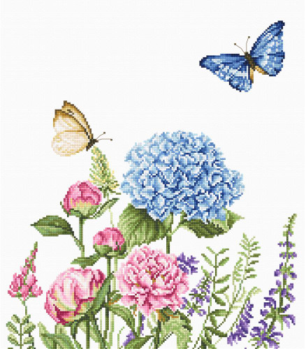 Summer Flowers & Butterflies - Aida Cross Stitch Kit By Luca S