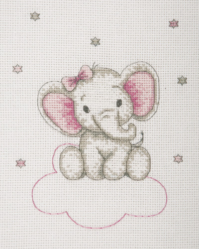 Counted Cross Stitch Kit: Baby Sets: Girl Elephant By Anchor