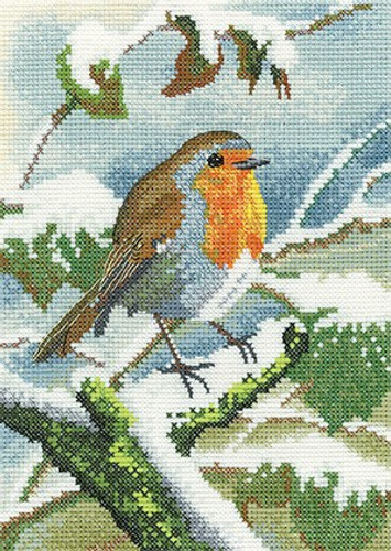 Robin in Winter Cross Stitch By Heritage