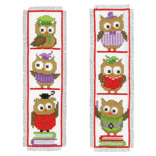 Counted Cross Stitch: Bookmarks: Clever Owls: Set of 2 By Vervaco