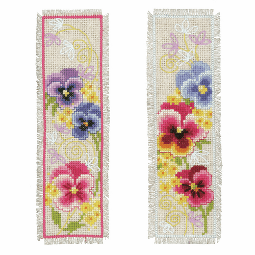 Counted Cross Stitch Kit: Bookmark Kit: Violets Set of 2 By Vervaco