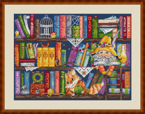 Bookshelf Cross Stitch Kit By Merejka
